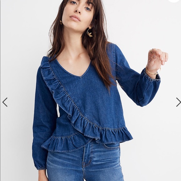 Madewell Tops - Ruffled denim top